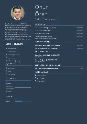 Satış Danışmanı CV Örnekleri cv indir